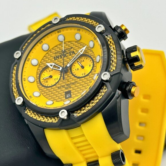 Invicta Men's Watch Bolt Yellow Dial Yellow Silicone Strap Date PREMIUM Classics - Picture 4 of 10